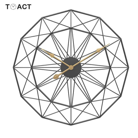 Horloge Murale Ronde Géométrique 50Cm Luminaire Doré