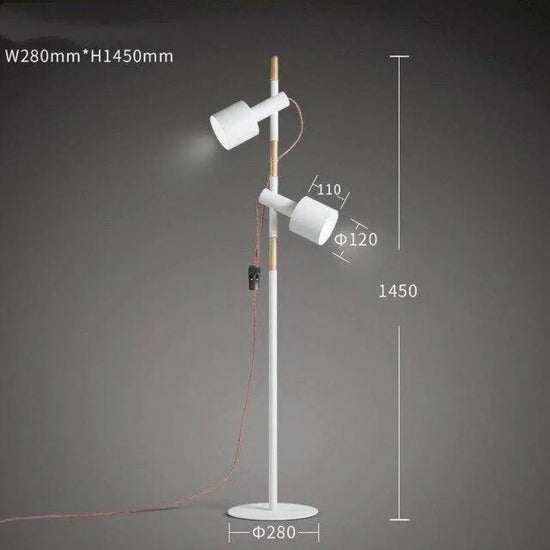 Lampadaire Design Ajustable Bois Épingles 2 Lampes - Froide Luminaire Chambre