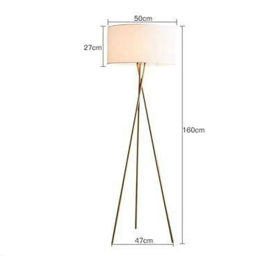 Lampadaire Led Trépied Abat-Jour Cylindre / Beige Luminaire Chambre