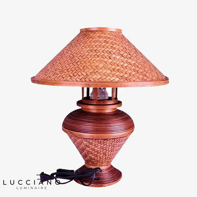 Lampada da comodino vintage bambù rosso