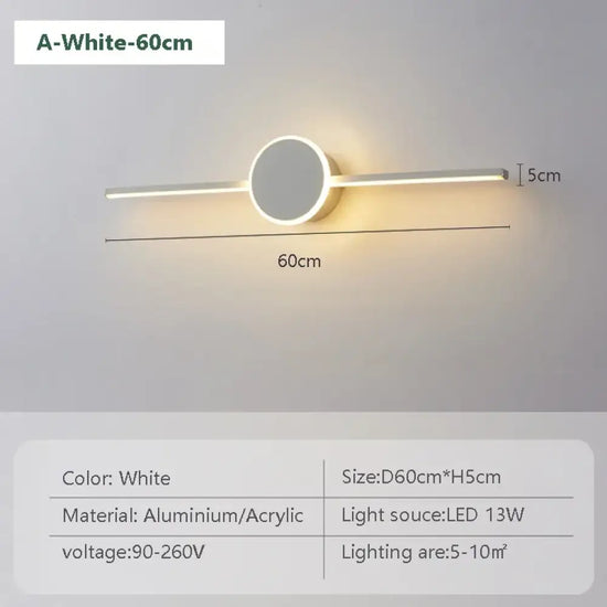 Lampe De Applique Élégante Design Minimaliste Led Lwl040A Blanc 60Cm / Lumière Neutre Applique