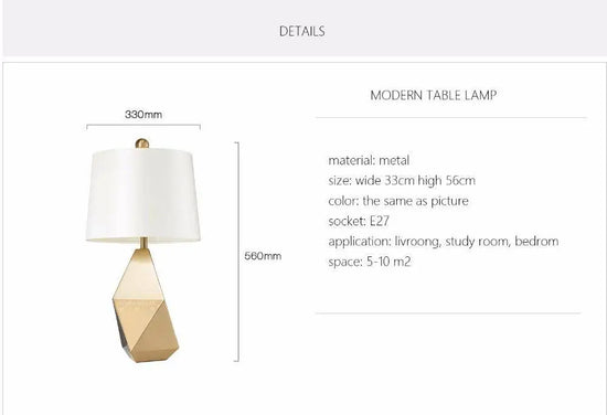 Lampe De Chevet Dorée Géométrique Luminaire Chambre