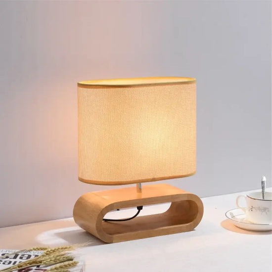 Lampe de chevet en Bois Nordique avec Abat-jour en Tissu