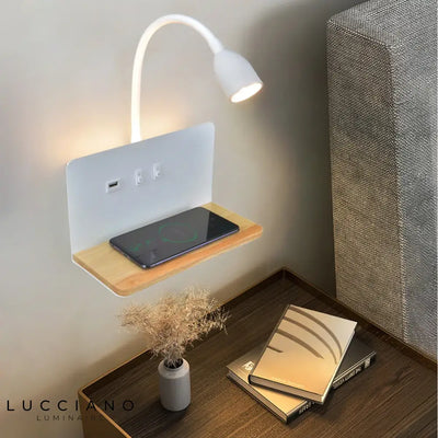 Wall Mounted Touch Bedside Lamp with Phone Charger