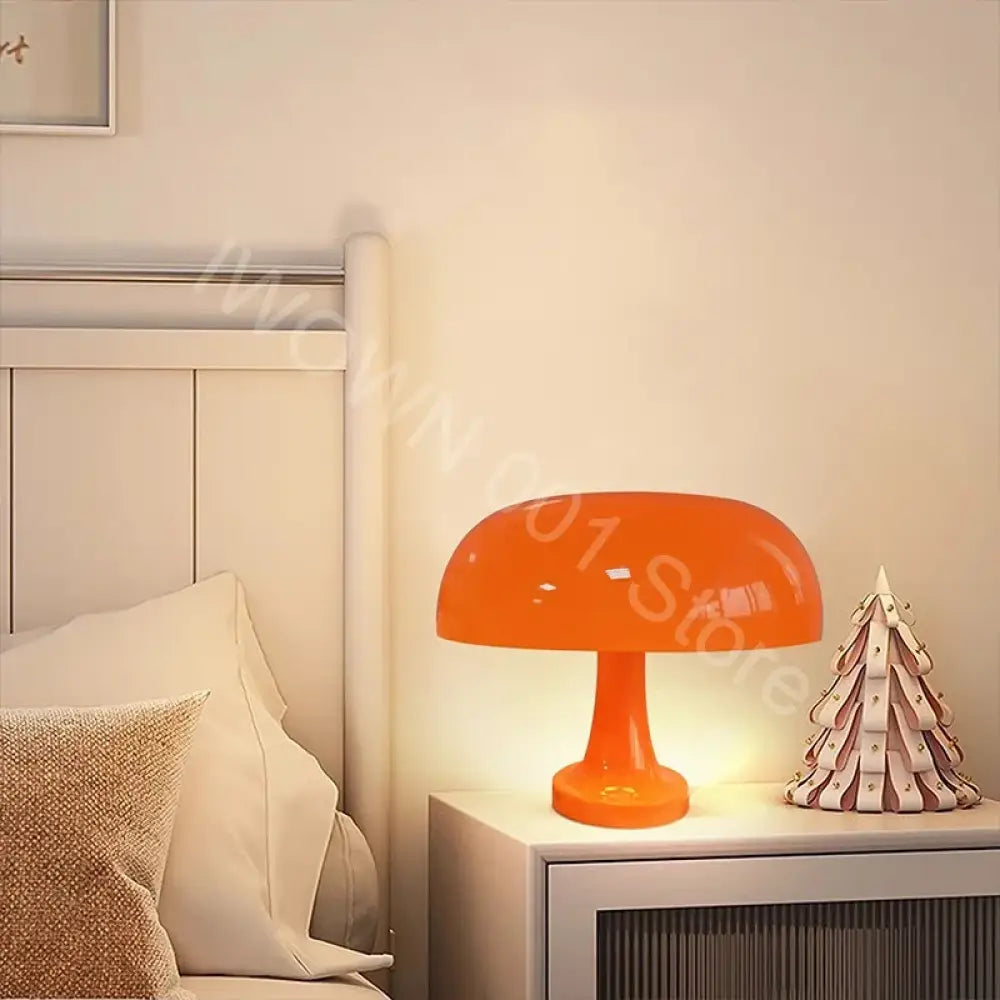 Lampe De Chevet Champignon Orange Rétro - 3 Couleurs, 10 Niveaux De Luminosité - Alimentation USB - 27,9 Cm Dopamine Decor