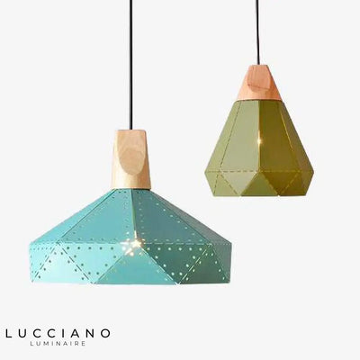 Lampada design legno metallo traforato