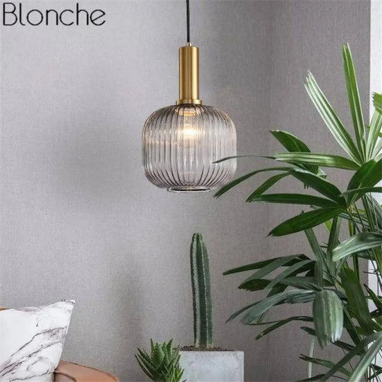 Lampe En Verre Coloré Et Or Fumé Luminaire Doré