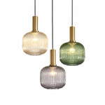 Lampe En Verre Coloré Et Or Luminaire Doré