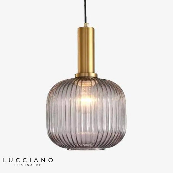 Lampe En Verre Coloré Et Or Luminaire Doré