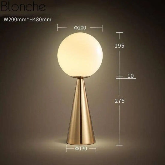 Lampe Led Conique Avec Boule Verre Doré Luminaire Chambre