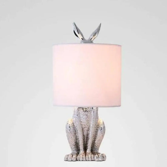 Lampe Led Design Lapin En Résine Argenté Luminaire Chambre