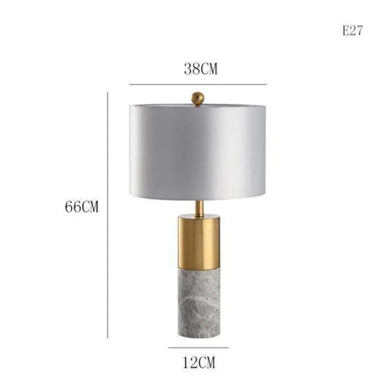 Lampe Led Dorée Marbre Et Abat-Jour Gris 38 X 66Cm Luminaire Chambre