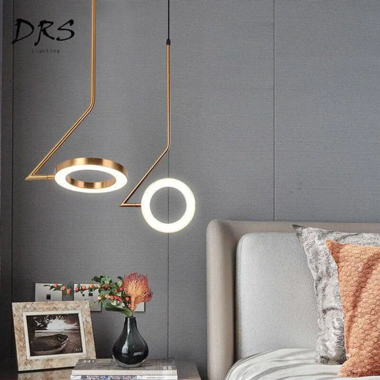 Lampe Led Ronde Dorée Suspendue Luminaire Chambre