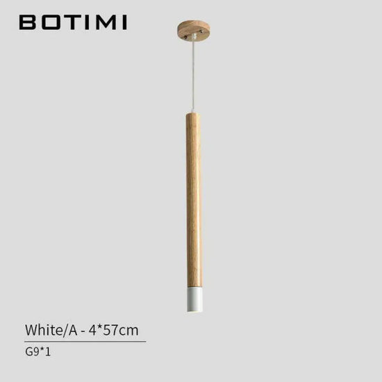 Lampe Suspendue Bois Tube Botimi Blanc - A Luminaire Chambre