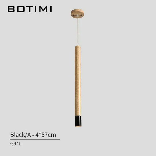 Lampe Suspendue Bois Tube Botimi Noir - A Luminaire Chambre