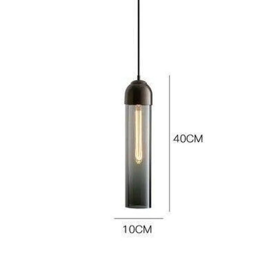 Led Design Suspension Cylindrique Verre Coloré Noir Luminaire Chambre
