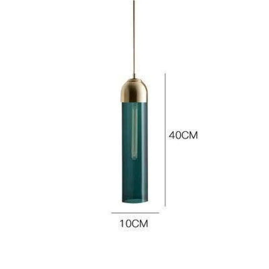 Led Design Suspension Cylindrique Verre Coloré Vert Luminaire Chambre