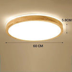 Led En Bois Stylisé Plafonnier Rond - 60Cm Luminaire Chambre