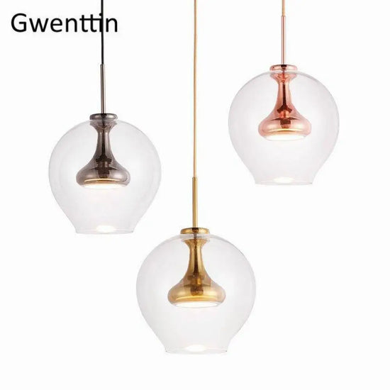 Led Métal & Verre Denver Suspension Luminaire Doré