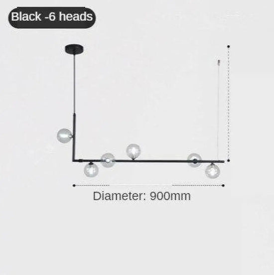 Led Suspendue Métal Design Cuisine Noir - 6 Lampes Luminaire Doré