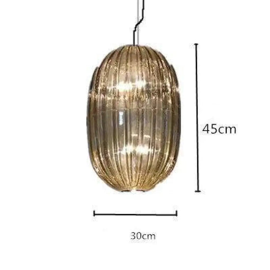 Led Suspension Verre Coloré Design 30 X 45Cm / Ambré Luminaire Chambre