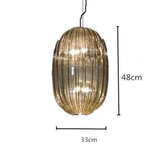 Led Suspension Verre Coloré Design 33 X 48Cm / Ambré Luminaire Chambre