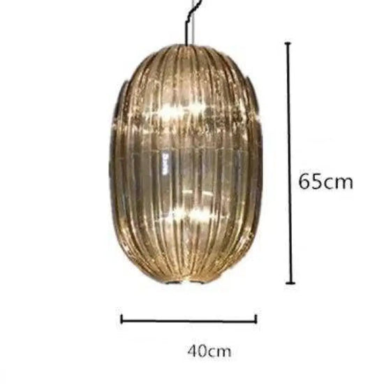 Led Suspension Verre Coloré Design 40 X 65Cm / Ambré Luminaire Chambre