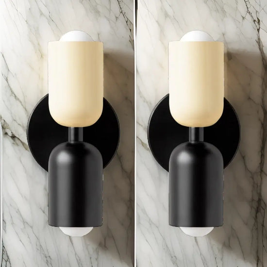 Lot De 2 Appliques Muraux Design Nordique Scandinave Beige Noir Applique Murale Moderne