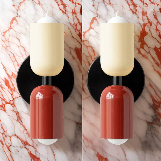 Lot De 2 Appliques Muraux Design Nordique Scandinave Beige Rouge Applique Murale Moderne