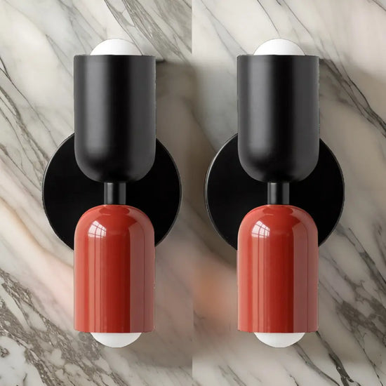 Lot De 2 Appliques Muraux Design Nordique Scandinave Noir Rouge Applique Murale Moderne