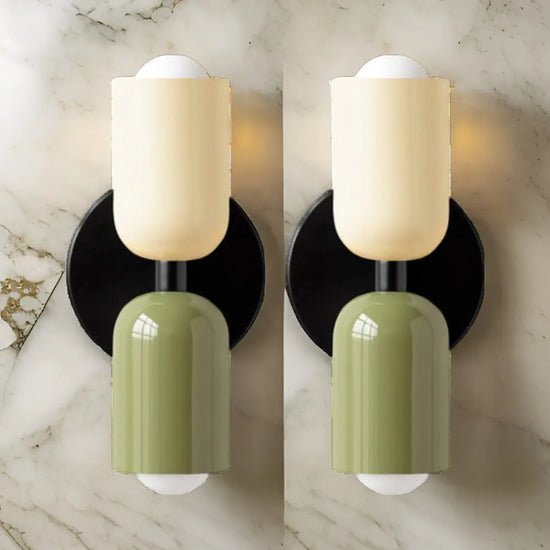 Lot De 2 Appliques Muraux Design Nordique Scandinave Vert Beige Applique Murale Moderne