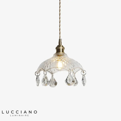 Lámpara colgante vintage de vidrio con pantalla Louvre