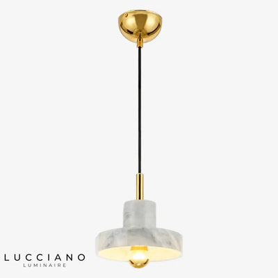 Lámpara LED suspendida de mármol blanco y dorado