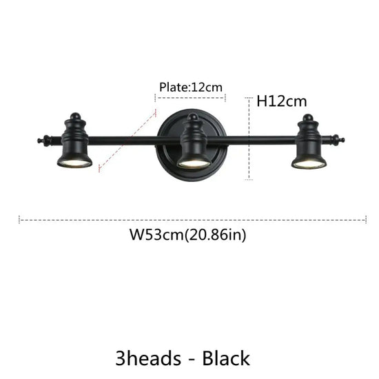 Luminaires Vintage Led En Bronze 3 Têtes Noir / Blanc Chaud (2700-3500K) Applique Murale Chambre