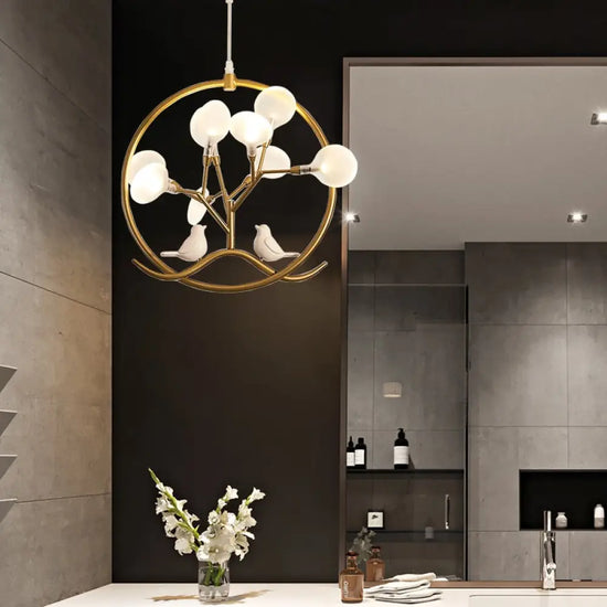 Lustre Arbre Et Oiseaux Moderne Luminaire Chambre