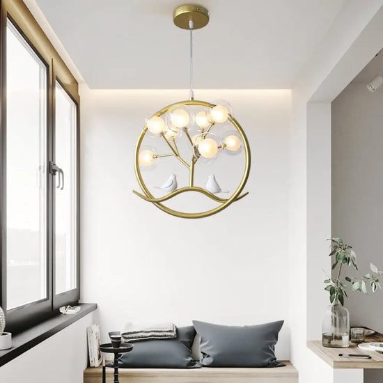 Lustre Arbre Et Oiseaux Moderne Luminaire Chambre