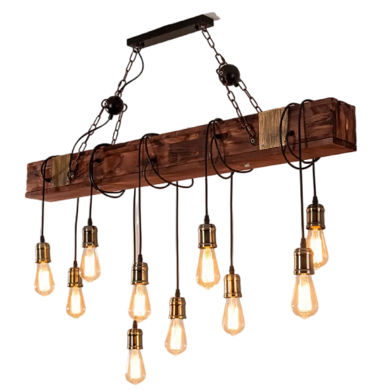 Lustre Bois Avec Plusieurs Ampoules