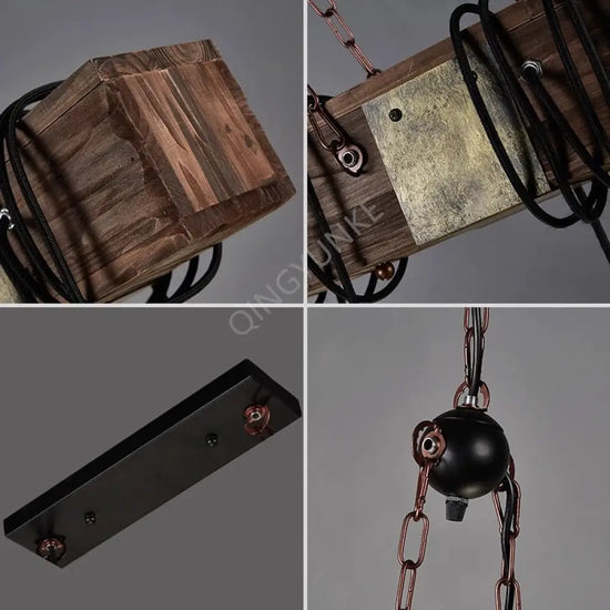 Lustre Bois Avec Plusieurs Ampoules
