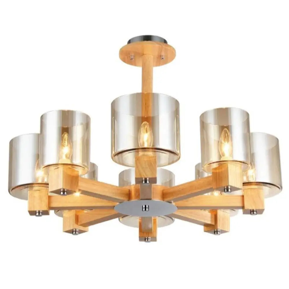 Lustre bois design avec verre