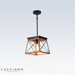 Lustre Bois Et Métal Noir