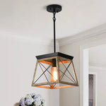 Lustre Bois Et Métal Noir