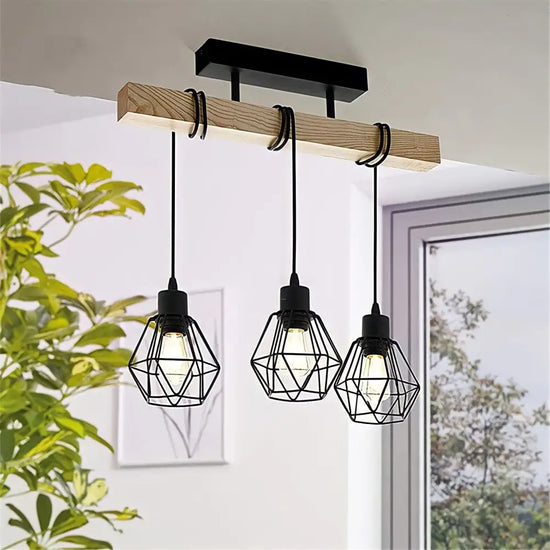 Lustre Bois Et Noir