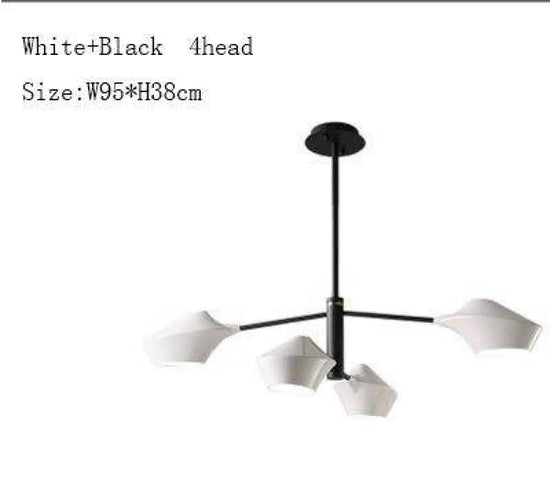 Lustre Branches Et Lampes Design Noir Blanc - 4 Lampes Luminaire Chambre