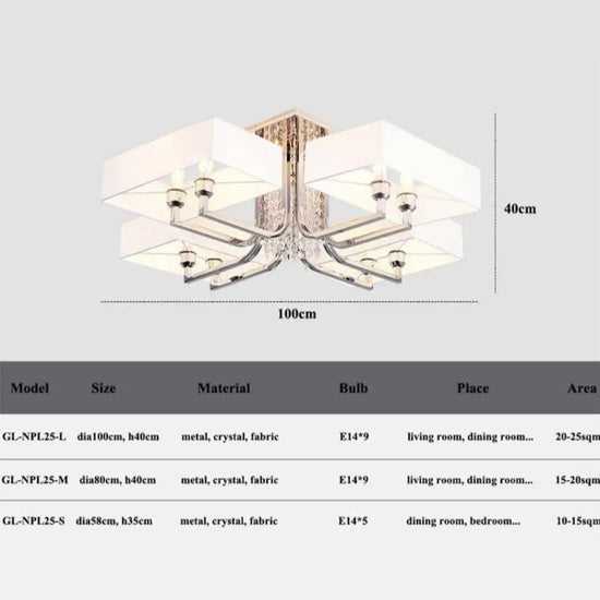 Lustre Chromé Cristal Verre Luxe Luminaire Chambre