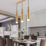 Lustre Chromé Led Cylindrique Simplicity Luminaire Doré