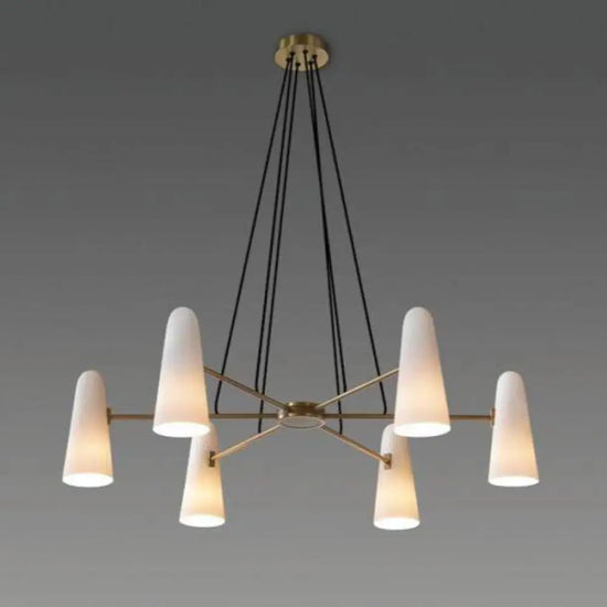 Lustre Cuivre Led Design 6 Abat-Jours Chaude Luminaire Chambre