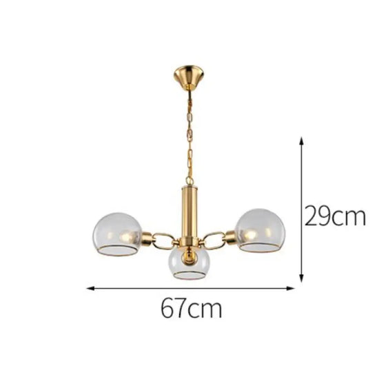 Lustre Doré Moderne À Boules De Verre 3 Lampes Luminaire Chambre