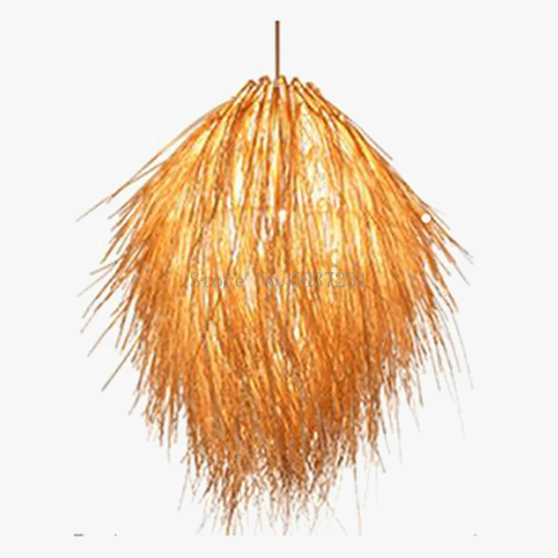 lustre en rotin tissage bambou chapeau de paille lampe pastorale décor salle