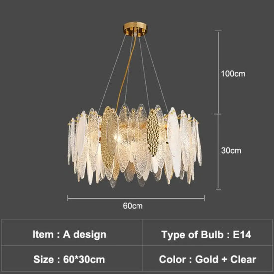Lustre En Verre Moderne Valentina A - 60Cm Clear / Chaude Luminaire Chambre