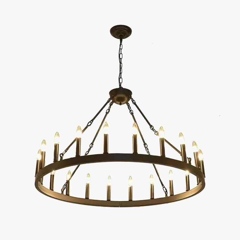 lustre industriel moderne en fer rond avec led pour décoration